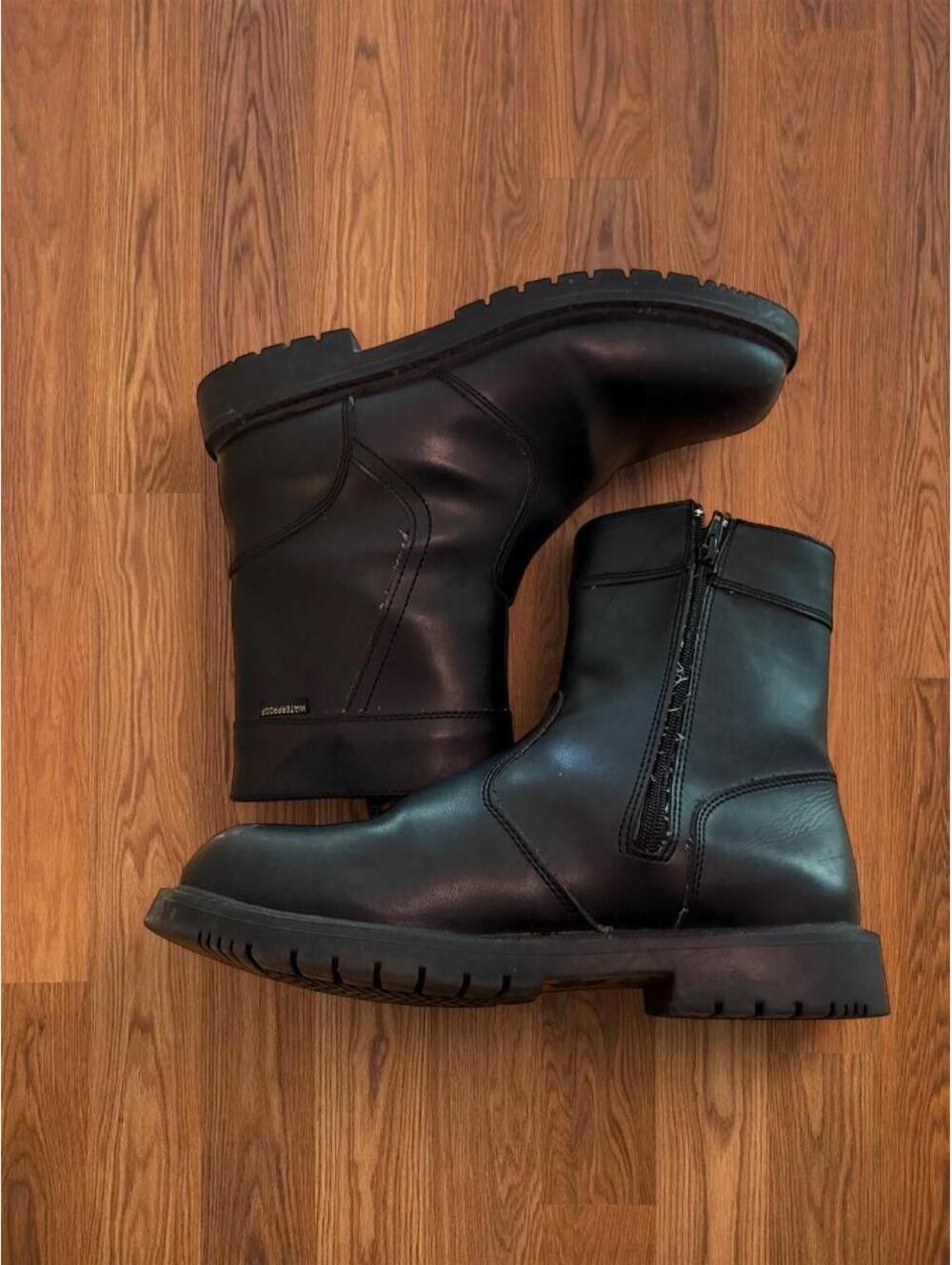 Hunters Bay Black Leather Waterproof Boots Mens 10.5 Ankle Work Boots Grunge